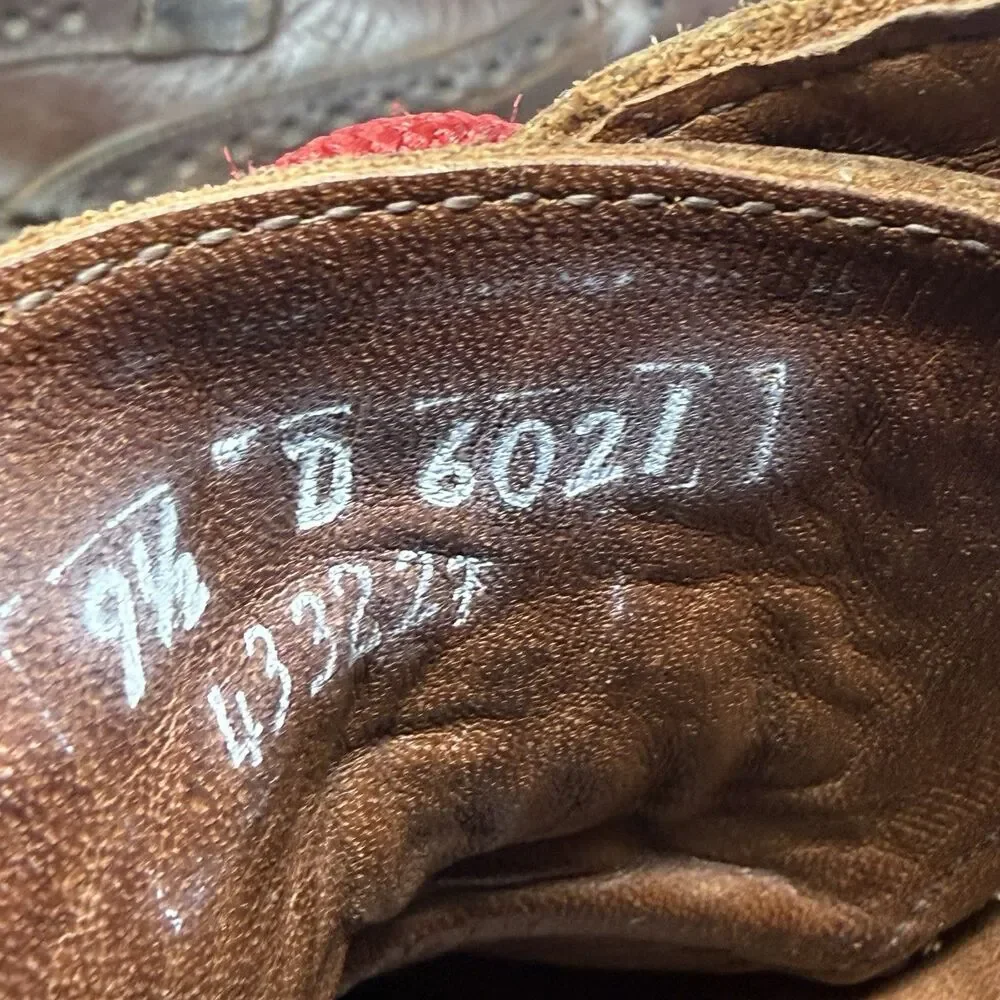 Allen Edmonds Long Branch Boots Mens 9.5 D Brown Leather Wingtip Vibram Lug Sole